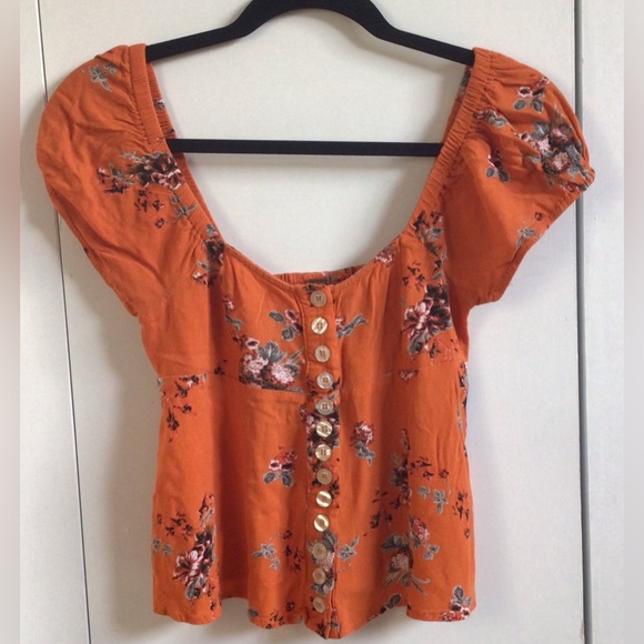 Free People orange top off the shoulder size XS - Picture 2 of 7